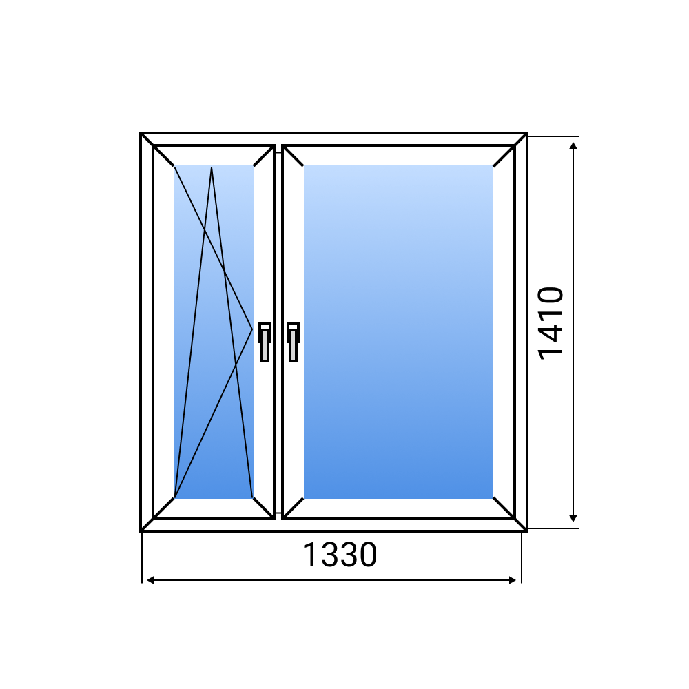 Двухстворчатое окно BRUSBOX AERO 60