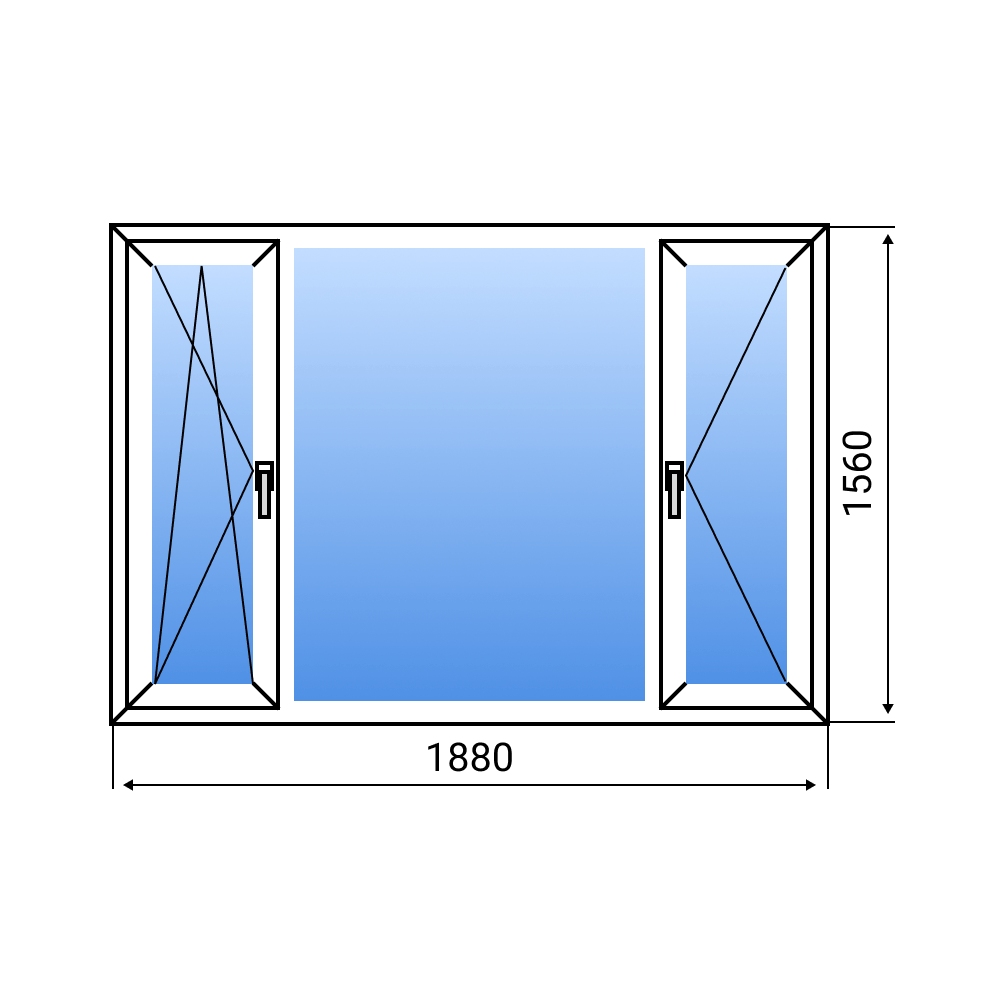 Трёхстворчатое окно BRUSBOX AERO 60